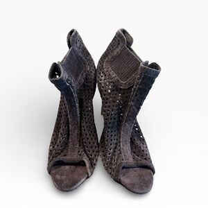 Pedro Garcia Black Perforated Suede Booties